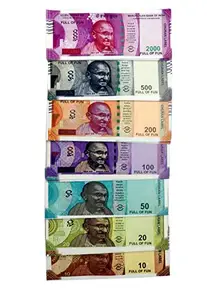 Uprising Store Uprising Store (40 Each x 7 = 280 Fake Note) Playing Indian Currency Fake Note Fake Note Gag Toy (Multicolor)