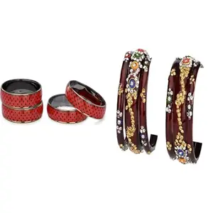 Somil Handmade Glass Bangles Combo | Simple Bangles For Women | Perfect For Daily, Puja & Celebrations, Pack Of 10, Red, Maroon -N312