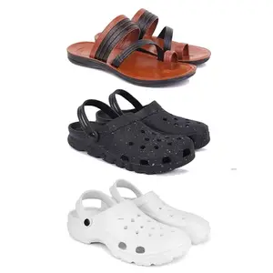 DRACKFOOT Men's Sandals | Lightweight Wear| Stylish & Easy to Wear For Men's GR-SAN-(3-COMBO)-3151-3058-3122-6