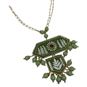 KHOJ.CITY Jewellery Nalini Modern Green Handmade & Hand Painted Necklace for Girls & Women (KHJ-AMZ-NP-151)