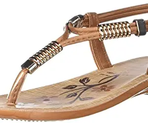 Aqualite Fashionable and Lightweight Beige Copper Women Slip-on Sandal