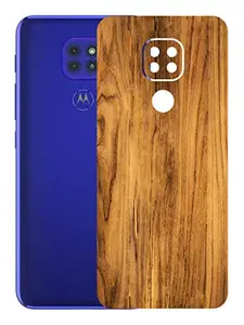 AtOdds - Moto G9 Mobile Back Skin Rear Screen Guard Protector Film Wrap with Camera Protector (Coverage - Back+Camera+Sides) (Oak Wood)