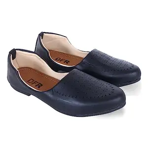 DFR Men's Ethnic Juttis Mojaris & Casual Shoes Juti's Loafer's Jalsa, Black, UK Size 7.5