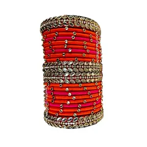 Blue jays hub Silk Thread Bangles New kundan Style red Color Set of 20 for Women/Girls (red, 2.8)