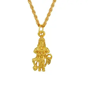 Memoir Gold plated Ram Bhakt Hanuman Bajrang Bali standing image rare and exclusive hindu God pendant temple jewellery locket necklace Men Women Boys Girls