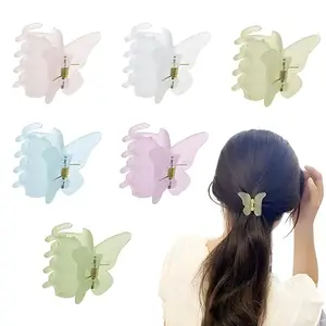 Ambevilla Butterfly Non-Slip Fashion Jaw Hair Clips For Women & Girls Strong Hold Thin & Thick Hair Styling Accessories Hair Clamps For Updo Braided Hairstyles (Butterfly Claw Clip Pack Of 6)