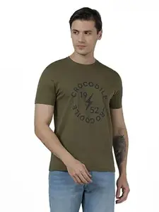 CROCODILE Men Graphic Printed T-Shirt | Youth Fit | Round Neck | Short Sleeve | Regular Length | Casual Pull On Topwear