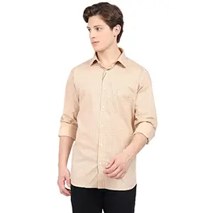 Cantabil Cotton Printed Khaki Full Sleeve Regular Fit Formal Shirt for Men with Pocket | Formal Shirt for Men | Formal Wear Shirts for Men (MSHF00204_Khaki_40)