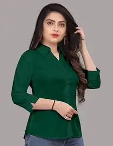Formal/Casual Cotton Blend Shirt for Women with 3/4 Sleeve for Casual Wear