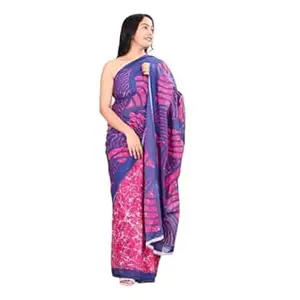 Blue&Bloom Women's Soft Cotton Mul Mul Saree with Blouse | Printed Saree | Lightweight, Breathable | Summer Saree | Elegant Ethnic Saree for Office, Casual | Soft Cotton