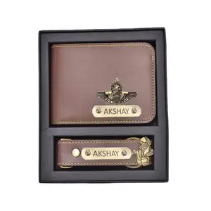 CUSTOMISE STUDIO Men Vegan Leather Wallet Keychain Combo - Brown