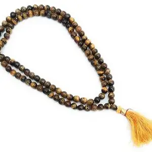 SR Tiger Eye Mala Natural Crystal 108 Stone 6 Mm Round Beads Mala For Unisex Adult