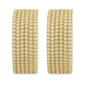 Srijman Glass Bangles Set of 12 for Women | Designer Beaded Gold Accent Chudi Set | Lightweight Traditional Bangles | 20+ Colours Available | Sizes 2.4, 2.6, 2.8