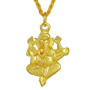 Memoir Gold plated Ganpati Ganesh chain pendant necklace jewellery for Women and Men