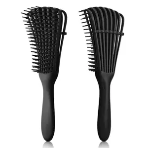Gleva Detangler Brush for Natural Curly Hair, Wet & Dry, Removes Knots, Pain Free, Leaves Hair Smooth & Shiny | The Pain Free Knot Detangler (Black)