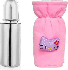 PRUEDDLE KIDS Baby Feeding Bottle with Cover - Stainless Steel (Pink Cover)