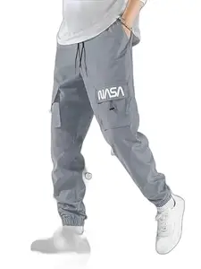 New Men's Lycra Midrise Elastic Waist Trackpant (NASA_Grey_21_M)