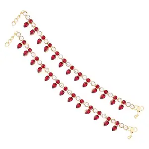 I Jewels Traditional Gold Plated Kundan Payal Anklets Jewellery for Women & Girls (A011R)