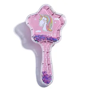 AMB Cute & Latest Unicorn Imported Novelty Glittery Star Brush Detangler Paddle Cushion Antistatic Hair Loss Massage Hairbrush 3D Unicorn Kids Hair Brush/Hair Comb(Multicolour)