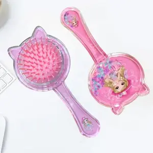 Cute pink portable hairbrush for kids travel and daily use