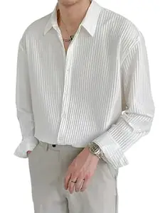 GRECIILOOKS Men's Formal Button Down Shirt – Slim Fit Polycotton Shirt's for Men | Textured Full Sleeve| Business & Meeting Ready (Available in Plus Size and Combo Pack of 2)