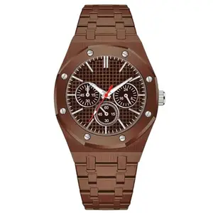 Shocknshop Analogue Stylish Round Dial Stainless Steel Mens Watch -WCH91 (Brown Colored Dial and Strap)