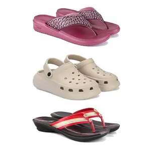 Women's Comfortable Sandal,Casual Lightweight Sandal for Everyday Wear | BT-(3-COMBO)-1886-OO1-1958-7-EURO-38