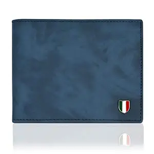 GIOVANNY BLUSHD01 Blue Suade Leather Wallet for Men