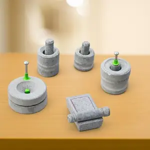 Stone Miniature Set for Kids, Small Mortal and Pestle, Stone Grinder for Pooja and Grahapravesam - Make Your Childs to Play with The Safe and Traditional Toys, Kitchen Playsets - 5 Pcs Set