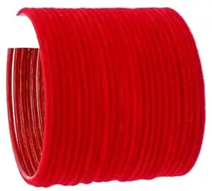 Raahive Velvet Red Bangles for Women & Girls | Traditional Kashmiri Style Soft Velvet Chudi Set | Bridal wear | Elegant Ethnic Bangles | Pack of 24