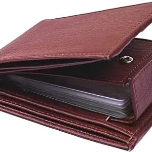 DRYZTOR Stylish PU Leather Credit Debit Card Holder Money Album Wallet Purse for Men's -Brown