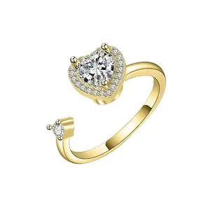 MYKI Wondrous glow Rotating Heart Ring For Women & Girls