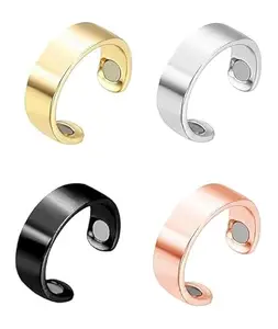 YAVRIXZ 4PCS beauty Therapy Blood Sugar Control Ring,Adjustable Magnetic Therapy Ring for Blood Sugar Management Lymphatic Drainage,Pain Relief Adjustable Fingers Ring for Men And Women(Multicolour)(METAL)