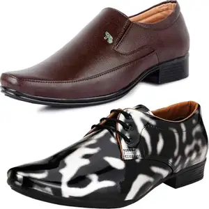 Vitoria Derby Shoes for Men | Shoes for Men with PU Sole | Comfortable & Lightweight |Durable & Trendy Design | Color : Multicolor | Size : 7 VTR_101BkSv_VTR_2004_White_2S_7