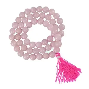Reiki Crystal Products Natural Rose Quartz Mala Crystal Stone 12 mm Round Beads Mala for Reiki Healing Crystal Stones (Color : Pink)