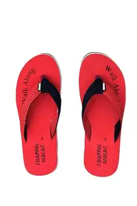 Comfertkart CHAPPALWALAZ Men's Flip-Flops Casual Soft Rubber Sole Lightweight Indoor & Outdoor Comfortable Nylon Slippers & Chappal | Classic Flat, Rubber, Anti Skid for Daily Use (Red, 9)