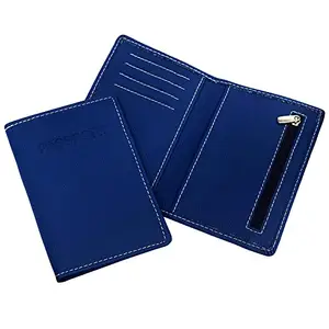 MATSS Blue Faux Leather Passport/Cash Cum Card Holder Wallet for Men and Women
