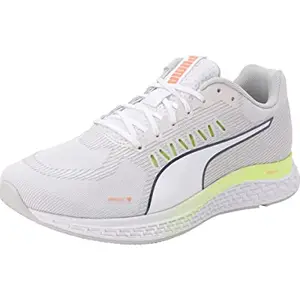 Puma Women's Speed SUTAMINA WNS White-Glacier Gray-Yellow Alert-Fizzy Orange Running Shoe-4 Kids UK (19252708)