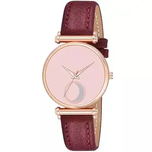 Dhadak Collection New Casual Designer Stylish Moon Dial and Classy Fab Look Leather Strap for Women's Girls