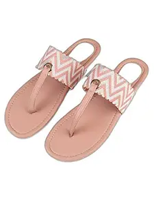 WalkTrendy Womens Synthetic Pink Open Toe Flats - 8 Uk (Wtwf534_Pink_41)