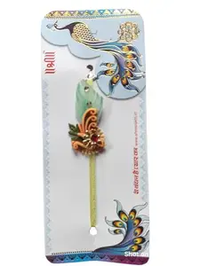 Decorative Rakhi with Floral Design and Peacock Motif, Traditional Indian Festival Thread