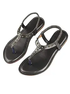 WalkTrendy Womens Dark-Grey Sandals - 4 Uk (Wtwf371_Dark-Grey_37)