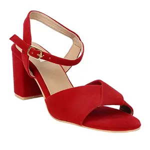 Feel it Red Block Heels for Women's 2311-RED-38