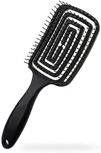 BIZWIZ CITNACHair Brush, Curved Vented Brush Faster Blow Drying, Professional Curved Vent Styling Hair Brushes for Women, Men, Paddle Detangling Brush for Wet Dry Curly Thick Straight Hair (BLACK)