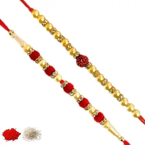 Rakhi set of 2, Rakhiya, Rakhi combo,with roli and chawal packet 140