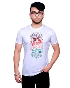 NITYANAND CREATIONS Round Neck Printed Half Sleeve Regular fit Casual T-Shirt for Men and Women-NNCPL-156-2XL White