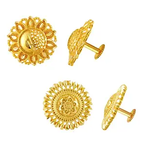 MEENAZ Traditional Temple 1 One Gram Gold 18k Copper Brass Ruby Meenakari South Indian Screw Back Studs Earrings Combo Set Pack Tops Stud For Women girls Latest -Ear rings combo-M131