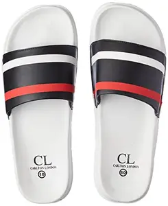 Carlton London Men's Sliders, BLACK WHITE, 7