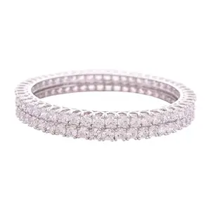 ELEGANTSILVER Single line American Diamond bangles jewellery For womens & girls (27.600 grams) (2-8)