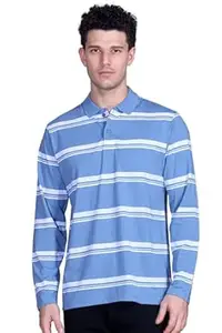 SANE ORIGINALS Full Sleeves Polo Collar Tshirt for Men with Pocket || Stripe Collar and Pocket Tshirt for Men Long Sleeves Navy Blue